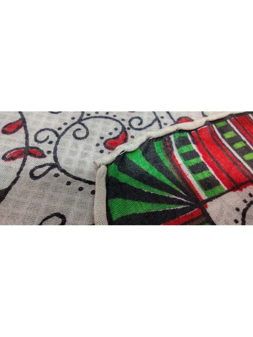 Vintage 30s 40s Pure Silk Scarf Lanterns Handkerchief 1930s Deco Christmas Style